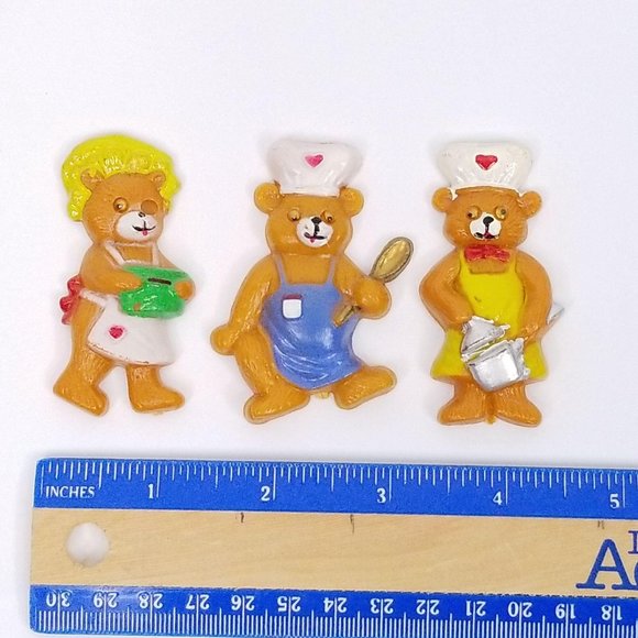 Vintage Kitchen Refrigerator Magnets Bears Chefs - Picture 8 of 9